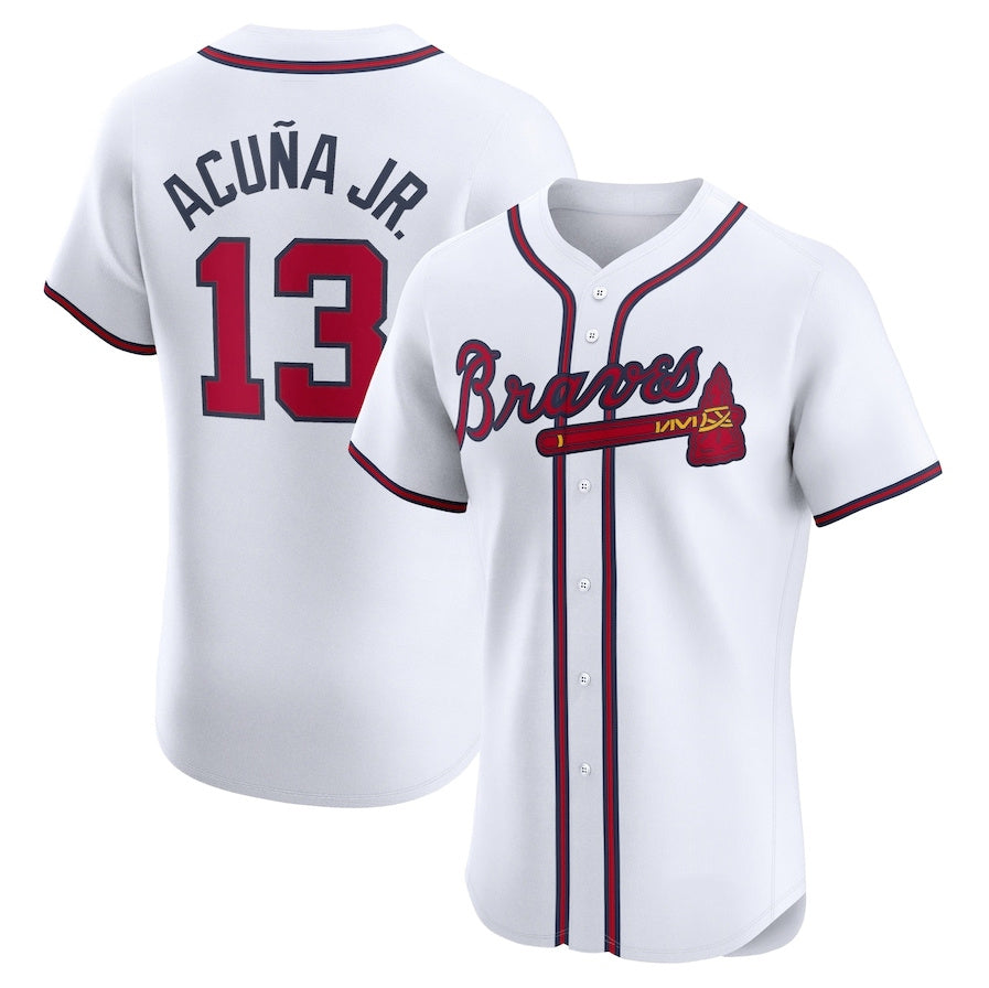 Atlanta Braves #13 Ronald Acu?a Jr. Home Elite Jersey - White Baseball Jerseys