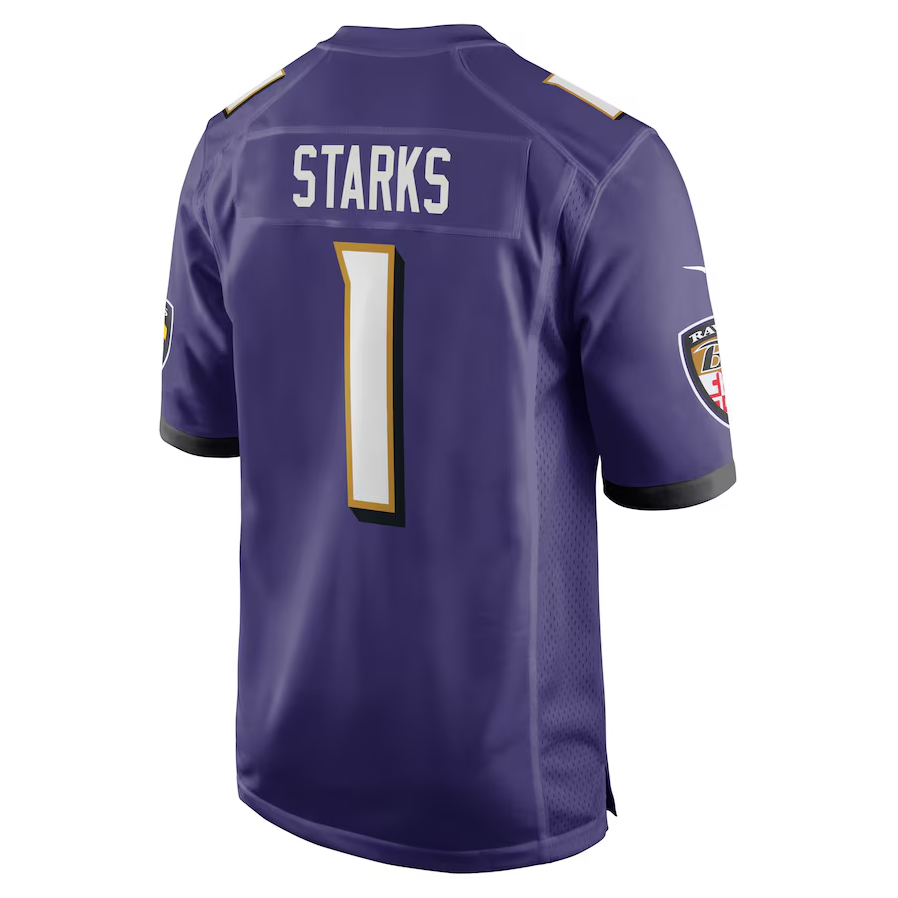B.Ravens #1 Malaki Starks Purple 2025 Draft First Round Pick Game Stitched American Football Jerseys