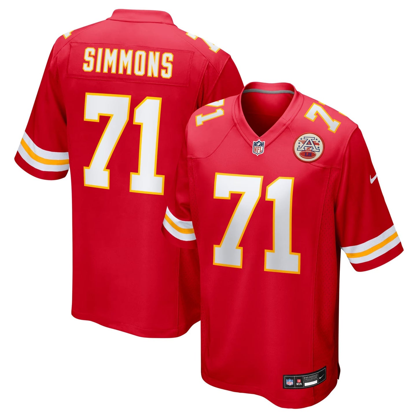 Kansas City Chiefs Josh Simmons Red 2025 NFL Draft First Round Pick Game Jersey