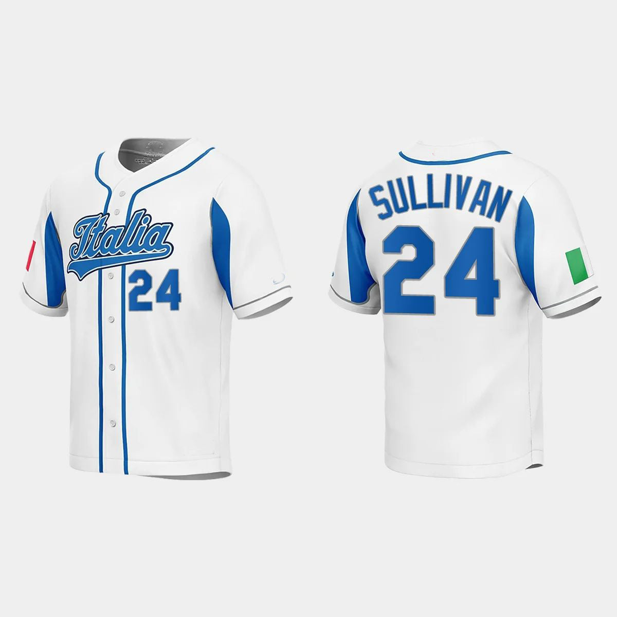 #24 BRETT SULLIVAN ITALY BASEBALL 2023 WORLD BASEBALL CLASSIC JERSEY C WHITE Stitches Baseball Jerseys