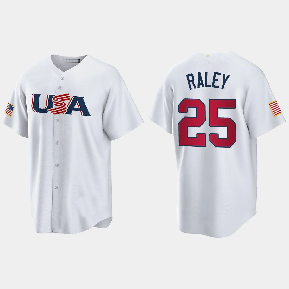 #25 BROOKS RALEY NEW YORK METS 2023 WORLD BASEBALL CLASSIC USA REPLICA JERSEY C WHITE Stitches Baseball Jerseys