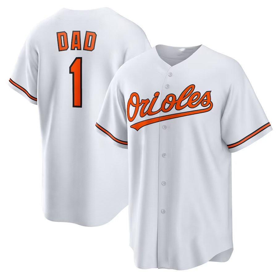 Baltimore Orioles #1 Dad Home Replica Jersey - White Stitched Baseball Jersey