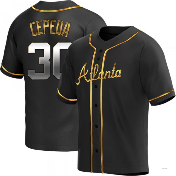 Atlanta Braves #30 Orlando Cepeda Black Golden Alternate Jersey Stitches Baseball Jerseys