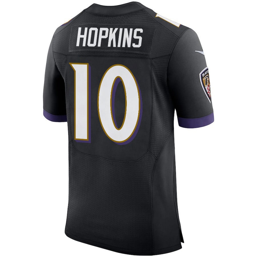 B.Ravens #10 DeAndre Hopkins Black Game Jersey Stitched American Football Jerseys