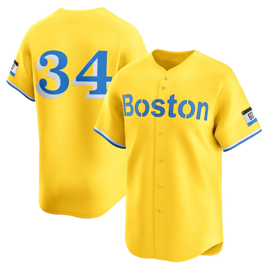 Boston Red Sox #34 David Ortiz City Connect Retired Player Jersey - Gold Stitched Baseball Jersey