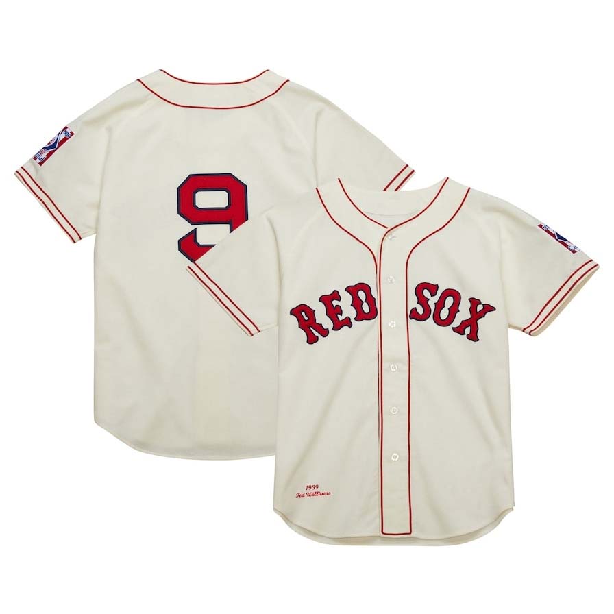 Boston Red Sox #9 Ted Williams  Cooperstown Collection 1939 Authentic Jersey - Cream Stitched Baseball Jersey