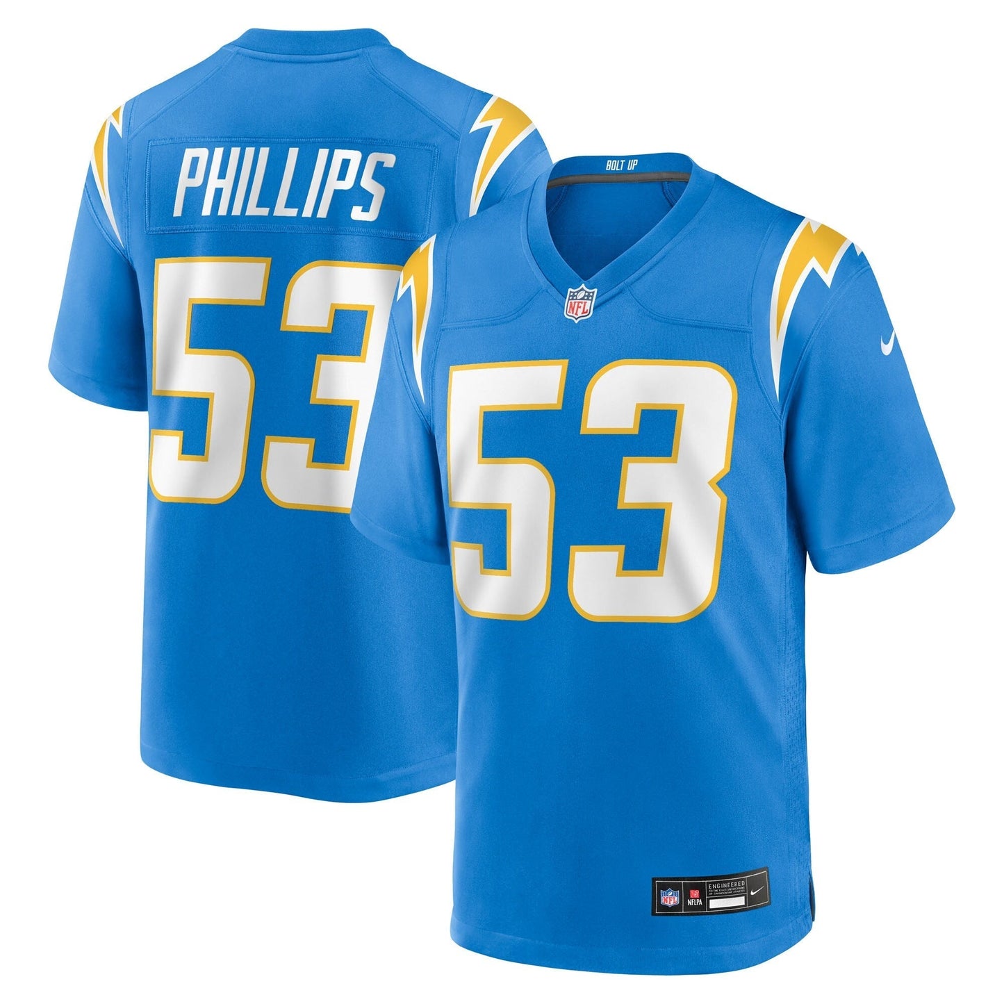 Los Angeles Chargers Del'Shawn Phillips Powder Blue Team Game Jersey