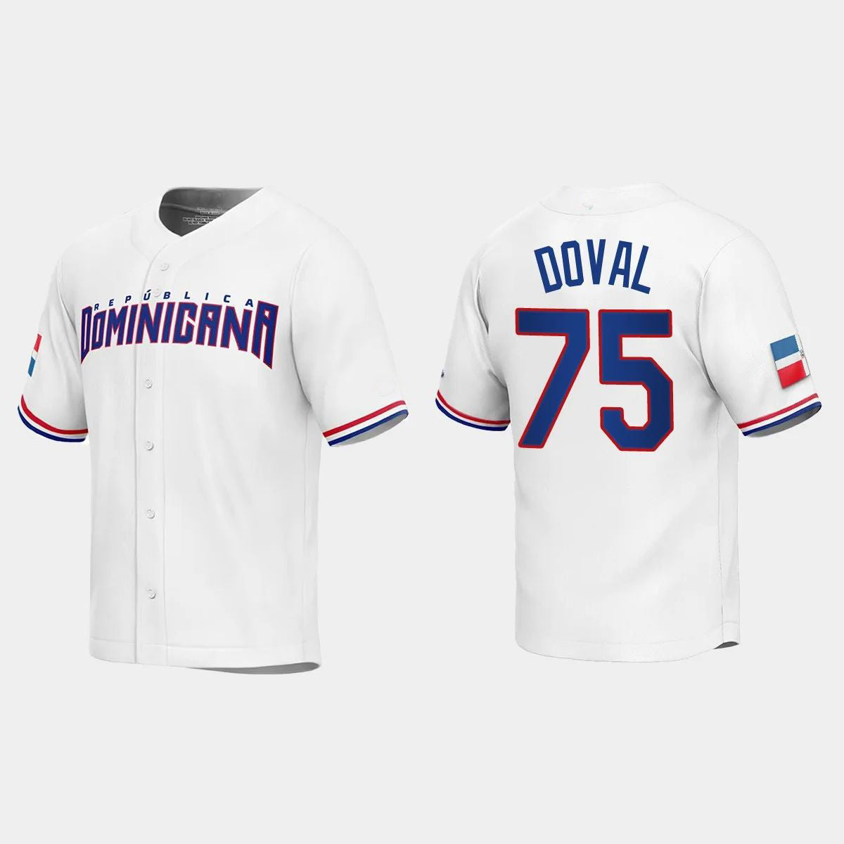 #75 CAMILO DOVAL DOMINICAN REPUBLIC BASEBALL 2023 WORLD BASEBALL CLASSIC REPLICA JERSEY C WHITE Stitches Baseball Jerseys