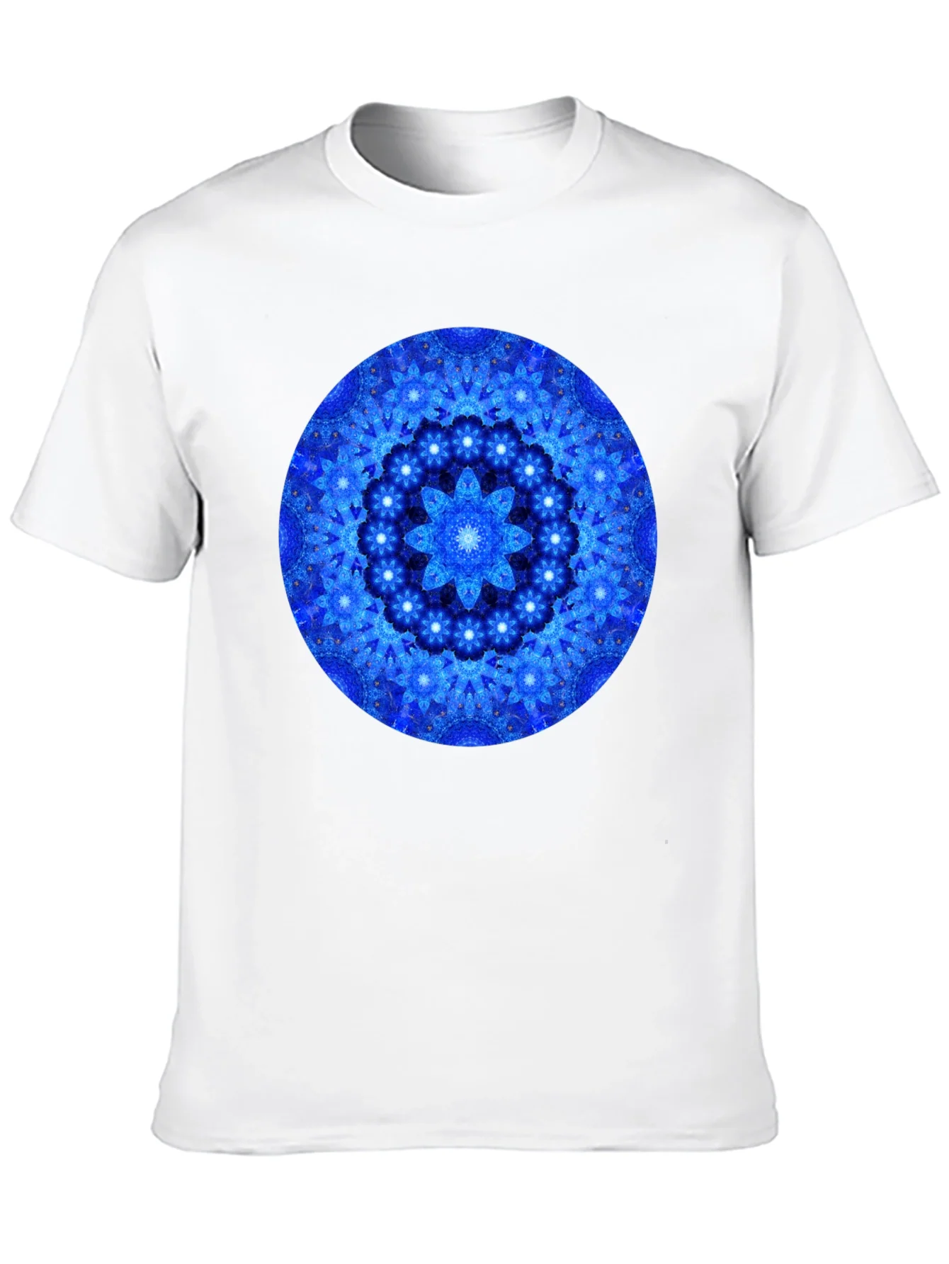 Blue Mandala Graphic Print Black T-Shirt
