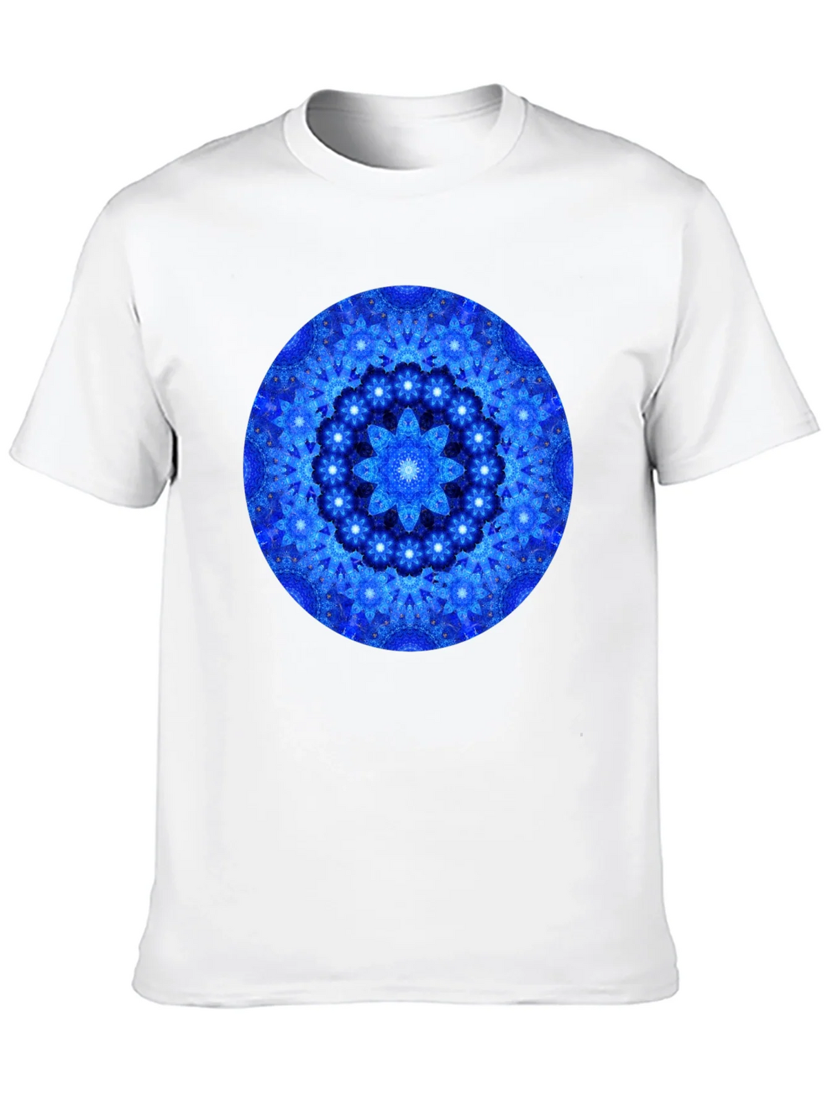 Blue Mandala Graphic Print Black T-Shirt