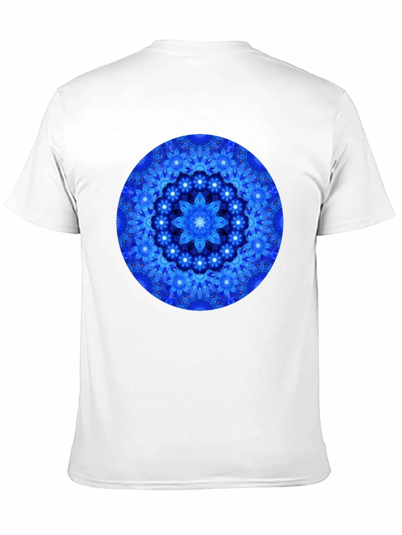 Blue Mandala Graphic Print Black T-Shirt