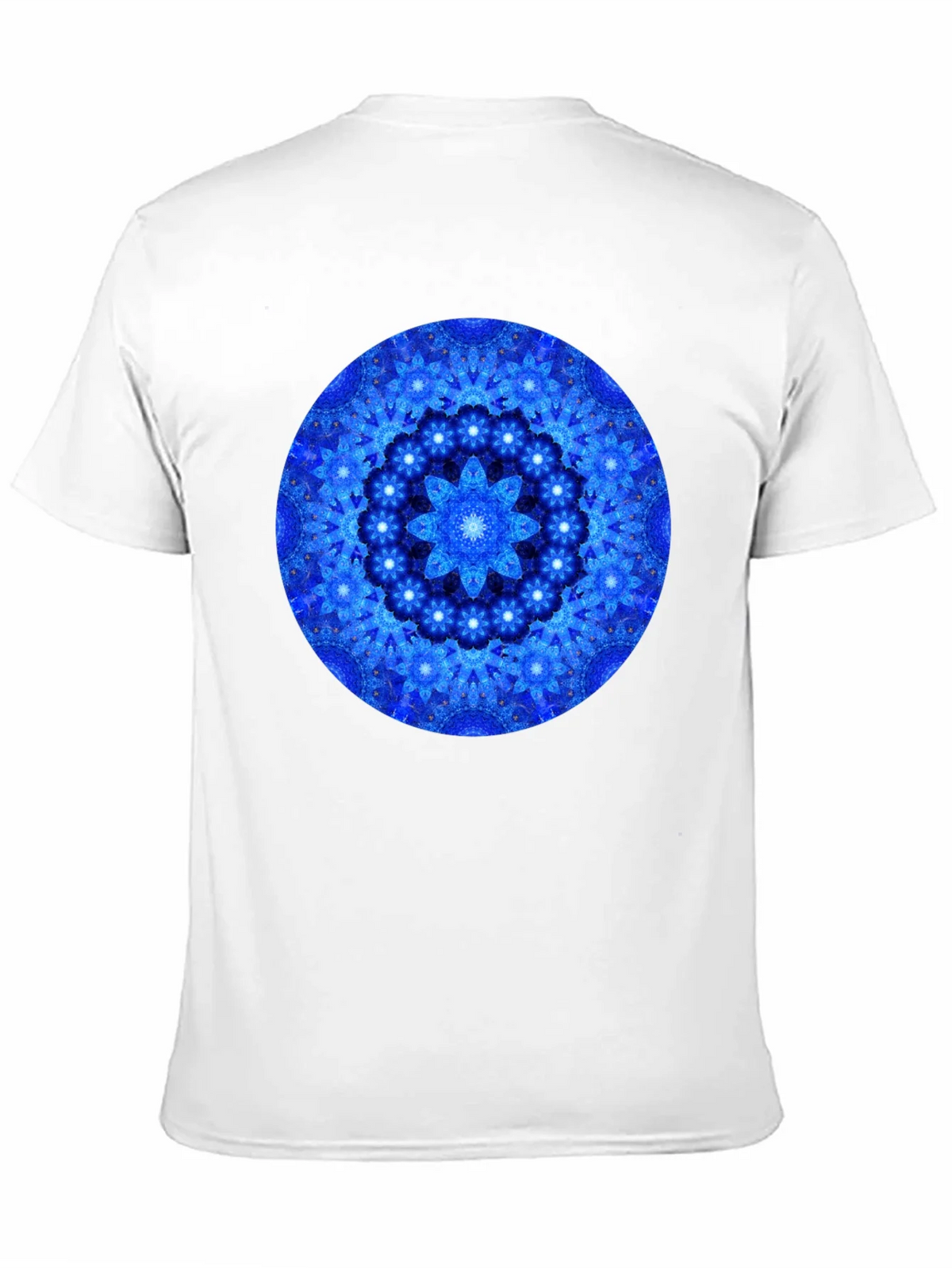 Blue Mandala Graphic Print Black T-Shirt