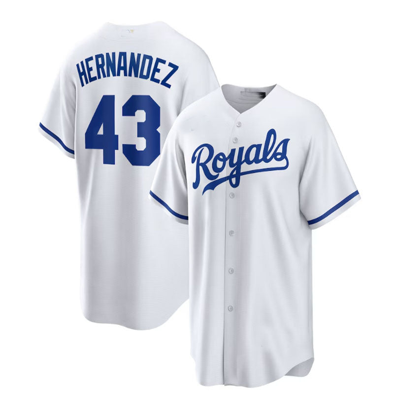 Kansas City Royals #43 Carlos Hernndez Home Replica Player Jersey - White Baseball Jerseys