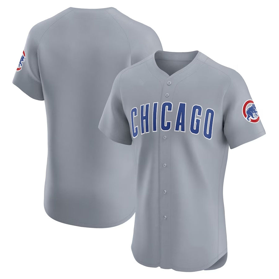 Chicago Cubs Road Vapor Premier Elite Patch Jersey - Gray Stitched Baseball Jersey