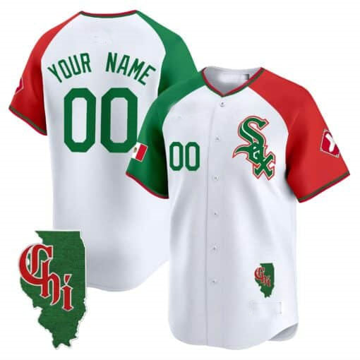 Custom Chicago White Sox Mexico Vapor Premier Limited C Illinois Patch C All Stitched Baseball Jersey