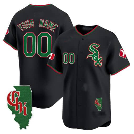 Custom Chicago White Sox Mexico Vapor Premier Limited C Illinois Patch C All Stitched Baseball Jersey