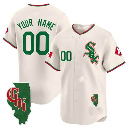 Custom Chicago White Sox Mexico Vapor Premier Limited C Illinois Patch C All Stitched Baseball Jersey