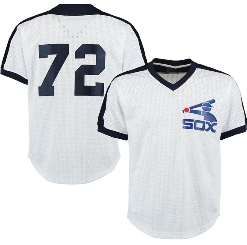 Chicago White Sox #72 Carlton Fisk White  Cooperstown Mesh Batting Practice Jersey