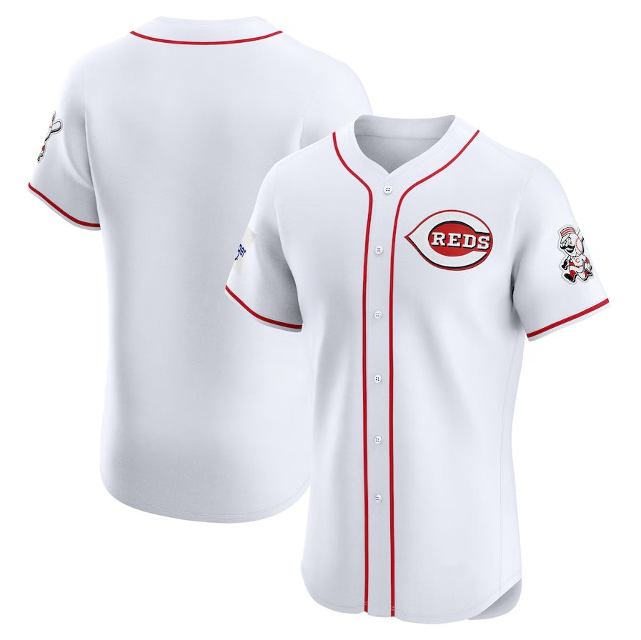 Cincinnati Reds Home Elite Patch Jersey - White Stitched Baseball Jerseys