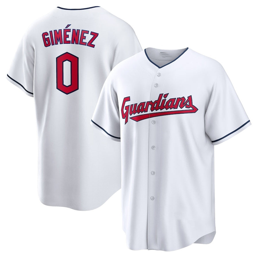 Cleveland Guardians #0 Andrs Gimnez Home Replica Player Jersey - White Stitched Baseball Jersey