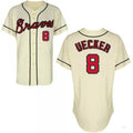 Atlanta Braves #8 Bob Uecker Cream Throwback Jersey Stitches Baseball Jerseys