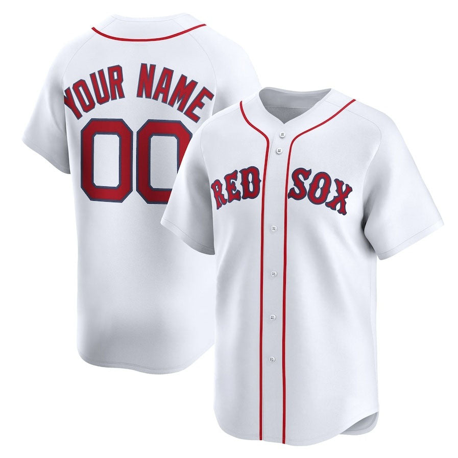 Custom Boston Red Sox Home Limited Jersey - White Stitched Baseball Jersey