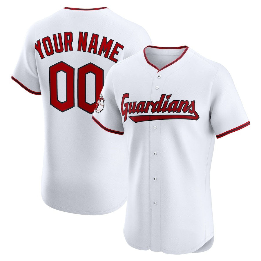Custom Cleveland Guardians Home Elite Jersey C White Stitched Baseball Jerseys