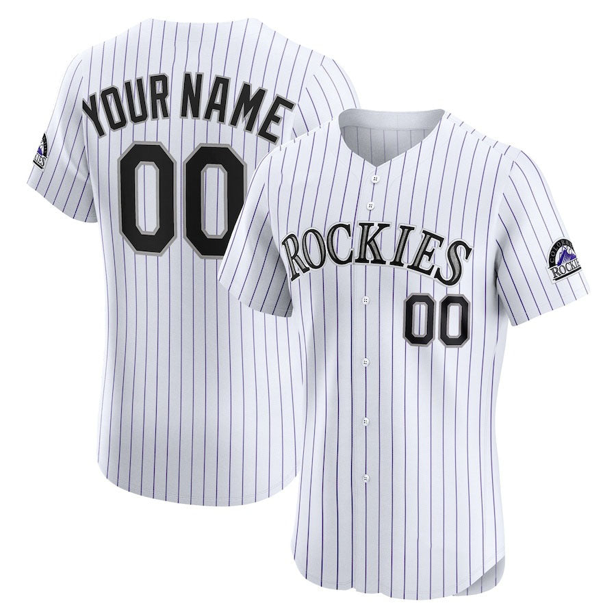Custom Colorado Rockies Home Elite Jersey C White Baseball Jerseys