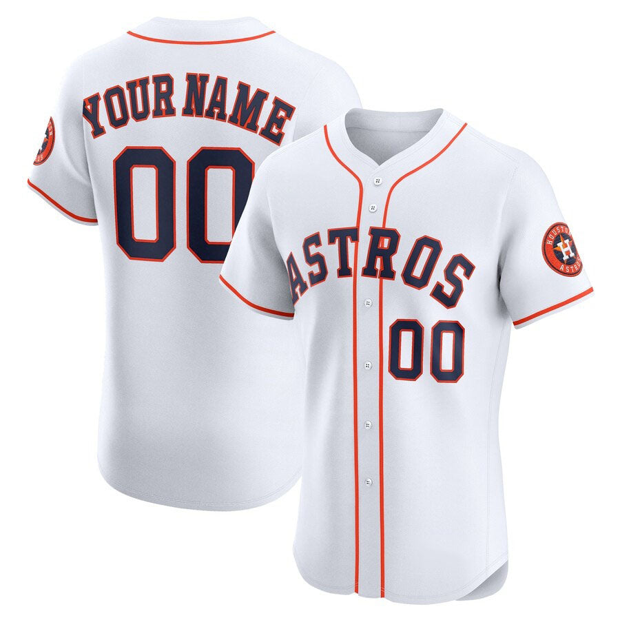 Custom Houston Astros Home Elite Jersey C White Stitched Baseball Jersey