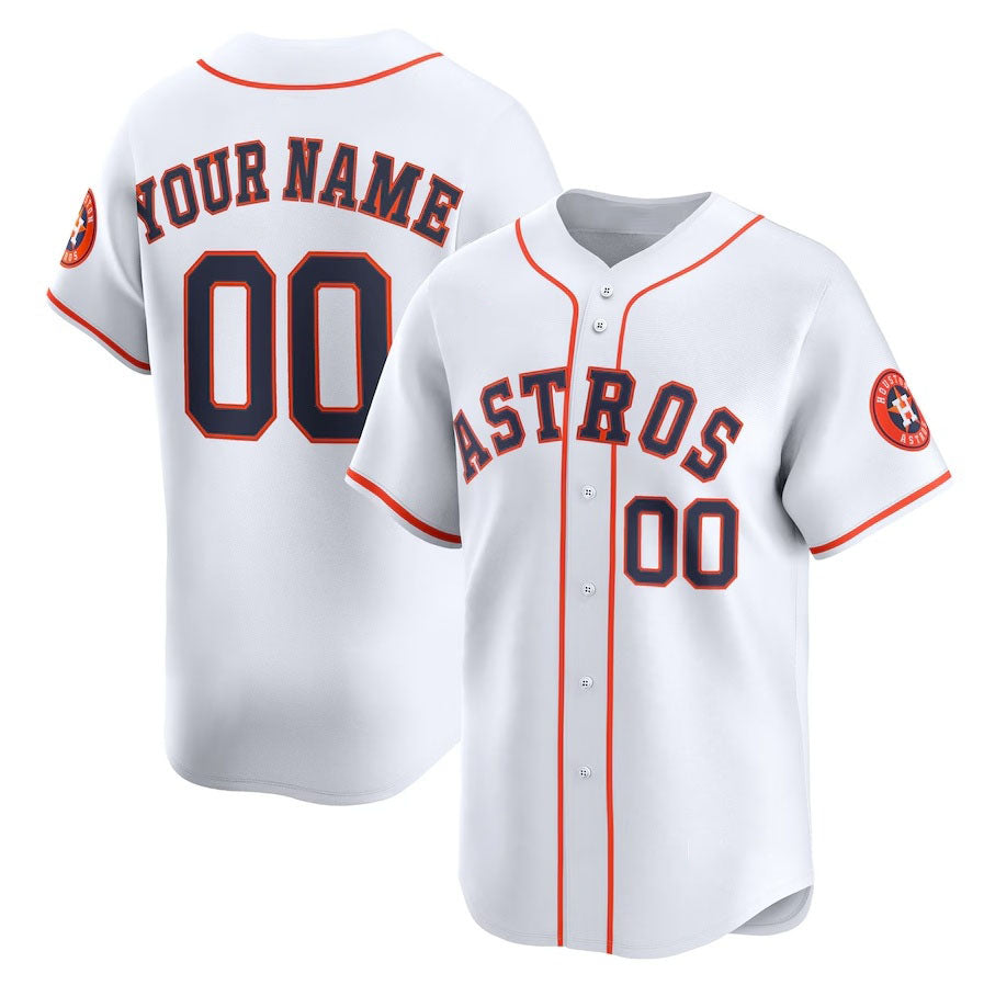 Custom Houston Astros Home Limited Jersey - White Stitched Baseball Jersey