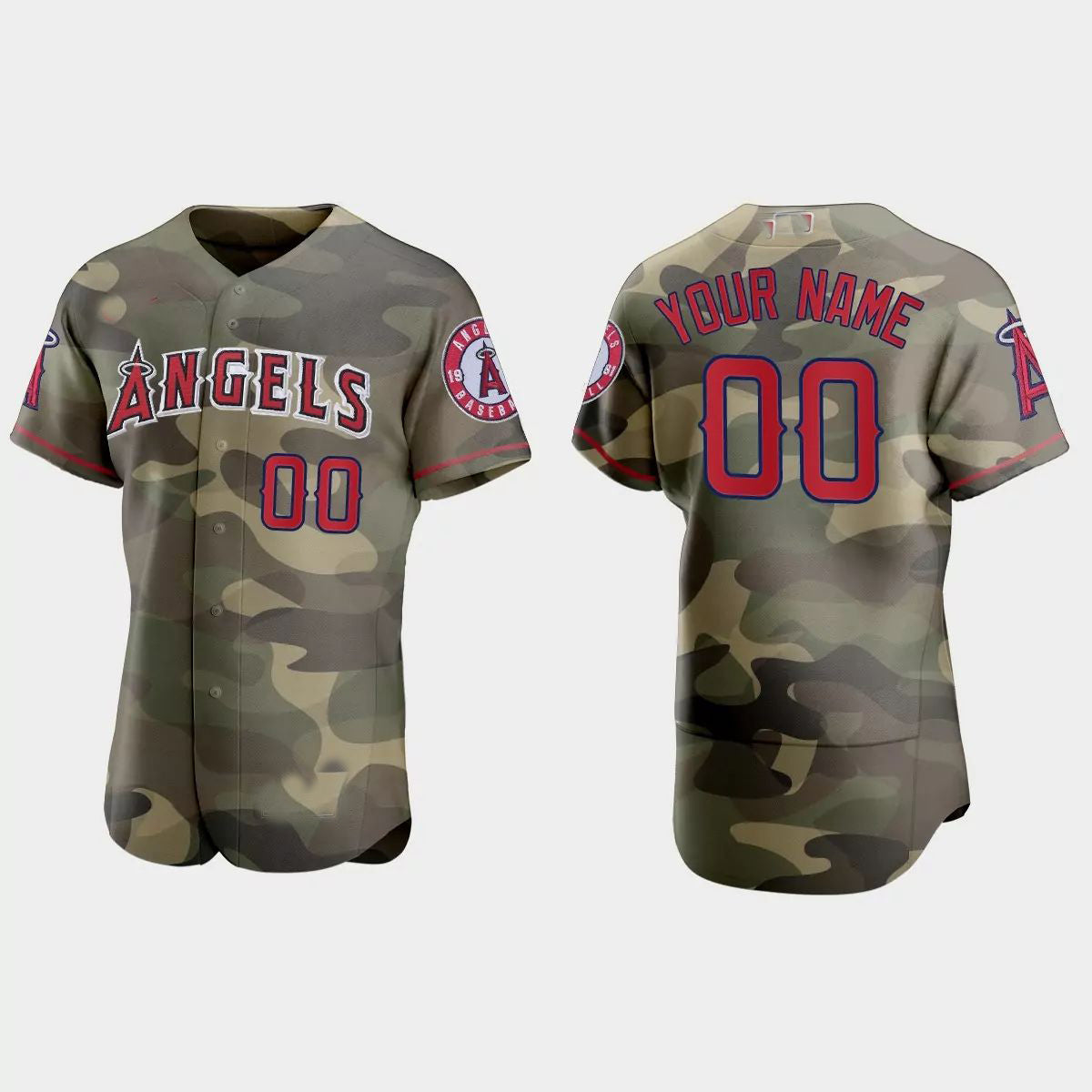 Custom Los Angeles Angels 2021 National Armed Forces Day Authentic Jersey C Camo Stitched Baseball Jerseys