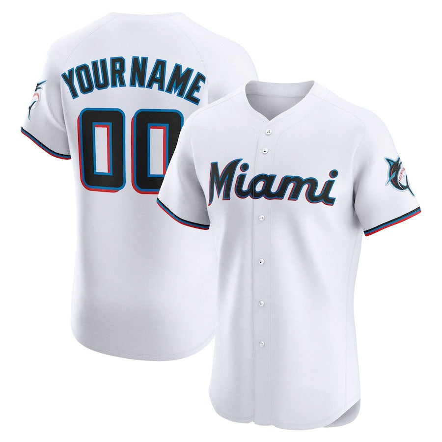 Custom Miami Marlins Home Elite Jersey C White Stitched Baseball Jersey