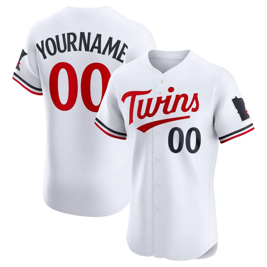 Custom Minnesota Twins Home Elite Jersey C White Stitched Baseball Jersey
