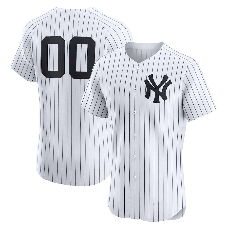 Custom New York Yankees Home Elite Jersey C White Stitched Baseball Jersey