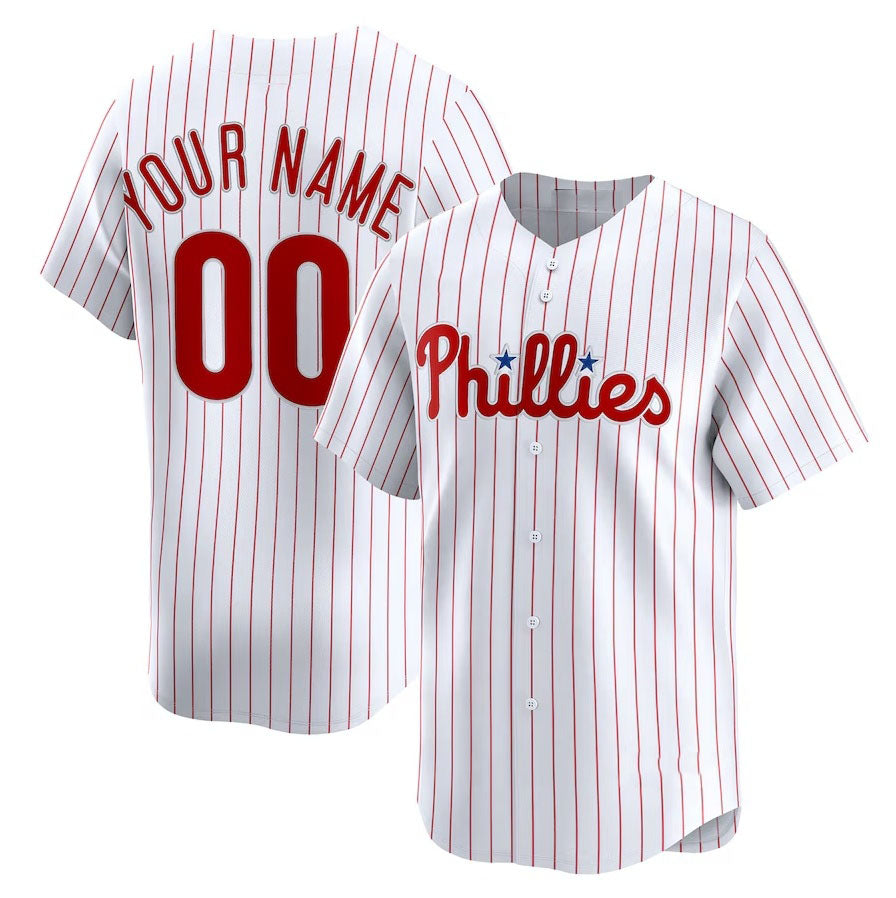 Custom Philadelphia Phillies Home Limited Jersey - White Stitched Baseball Jersey