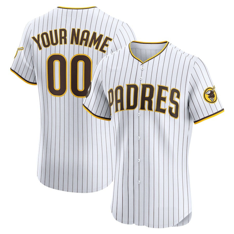 Custom San Diego Padres Home Elite Sponsor Patch Jersey C White Stitched Baseball Jersey