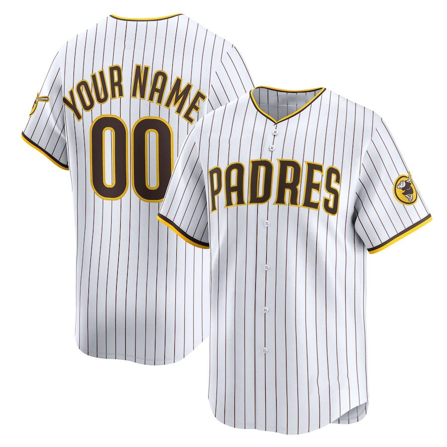 Custom San Diego Padres Home Limited Jersey C White Stitched Baseball Jersey