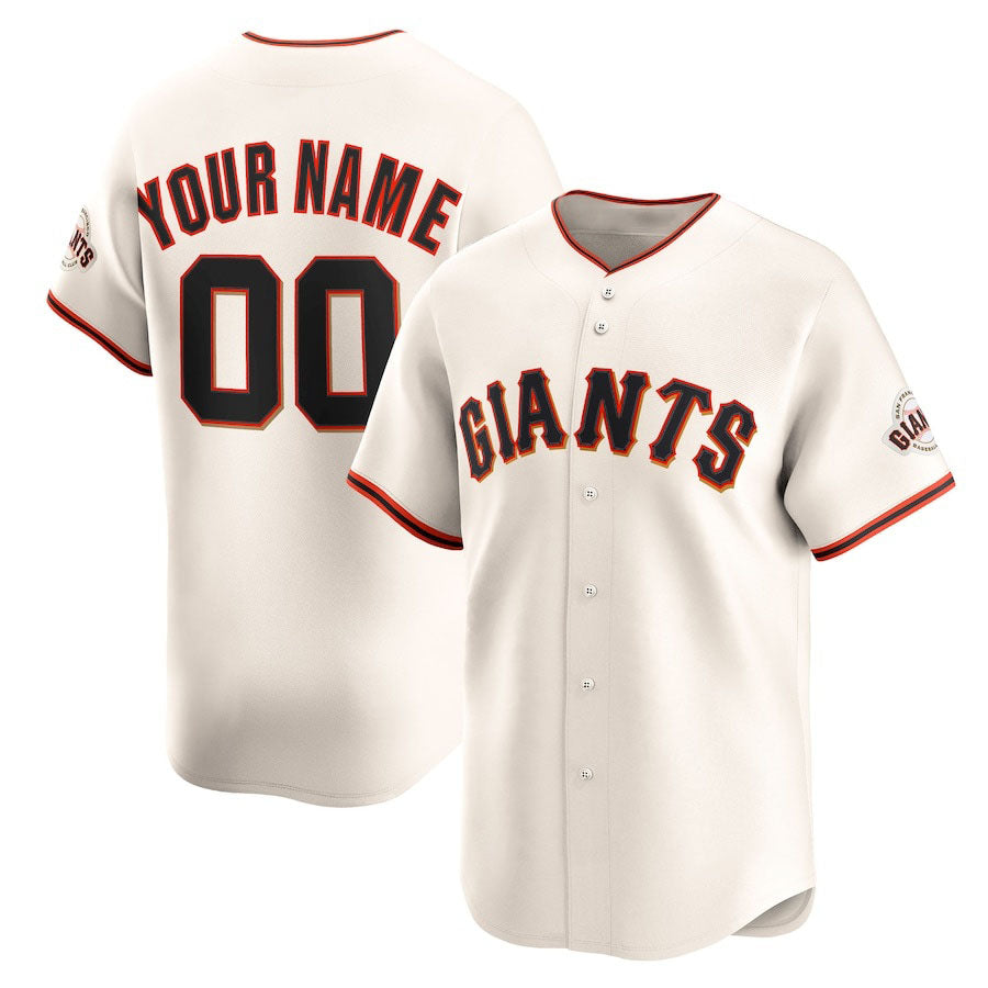 Custom San Francisco Giants Home Limited Jersey C Cream Stitched Baseball Jersey