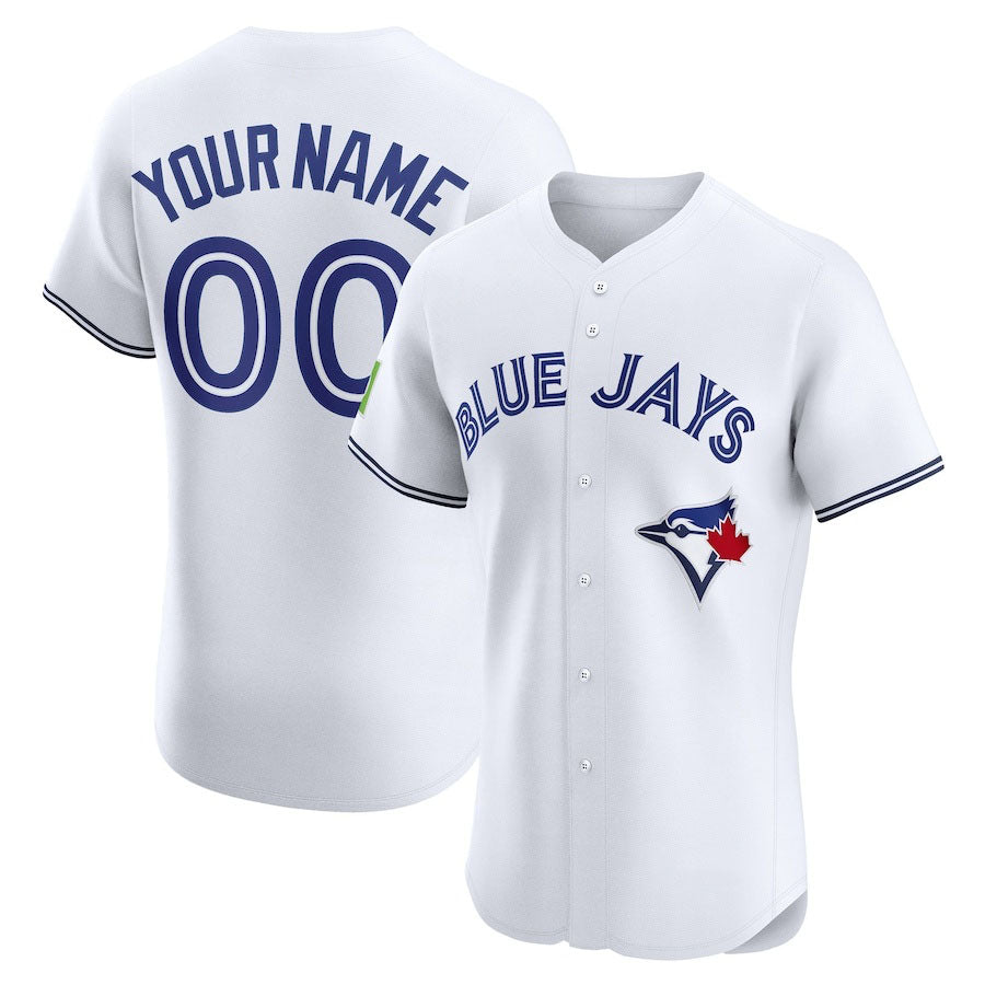 Custom Toronto Blue Jays Home Elite Sponsor Patch Jersey C White Stitched Baseball Jersey