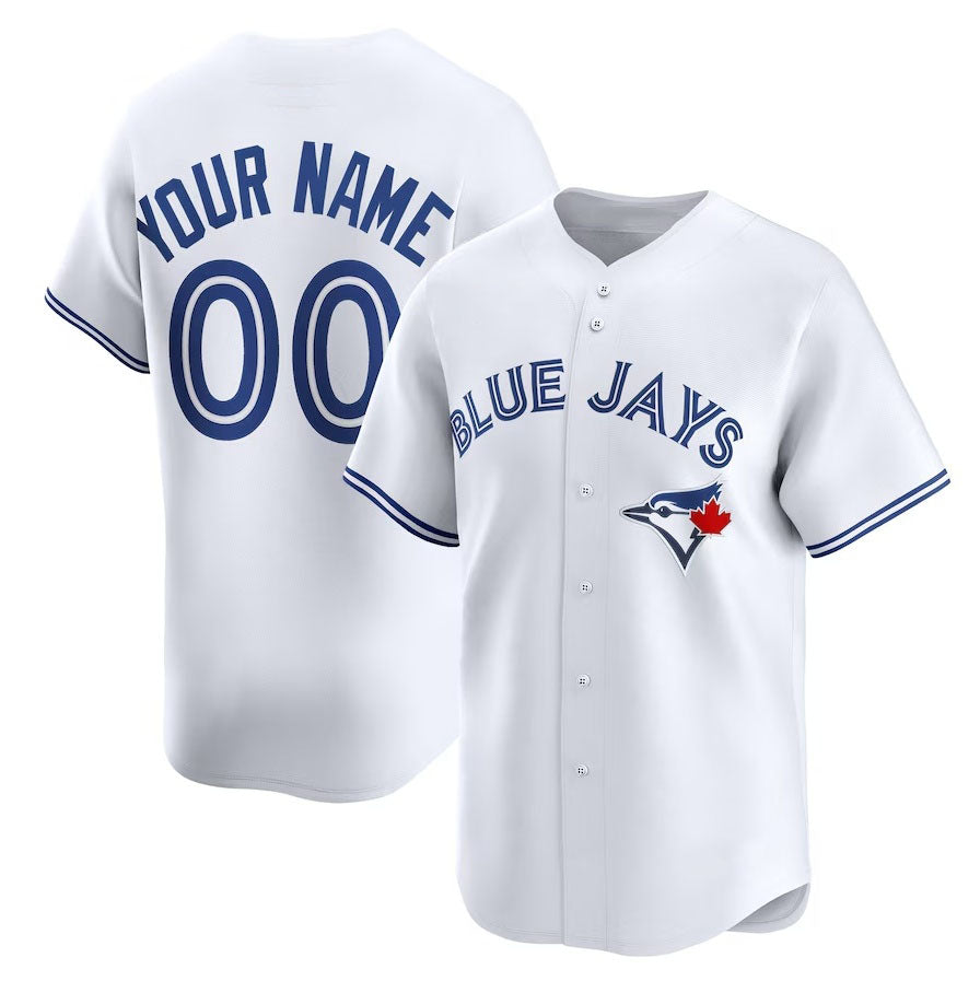 Custom Toronto Blue Jays Home Limited Jersey - White Stitched Baseball Jersey