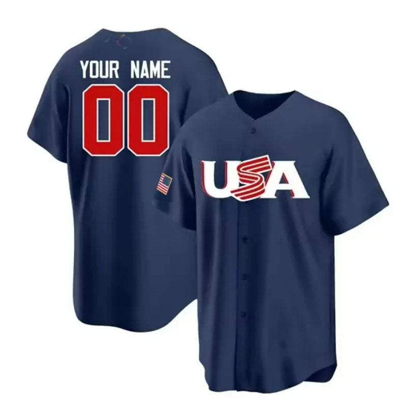 Custom USA 2023 World Baseball Classic Replica Jersey C Navy Blue Stitches Baseball Jerseys