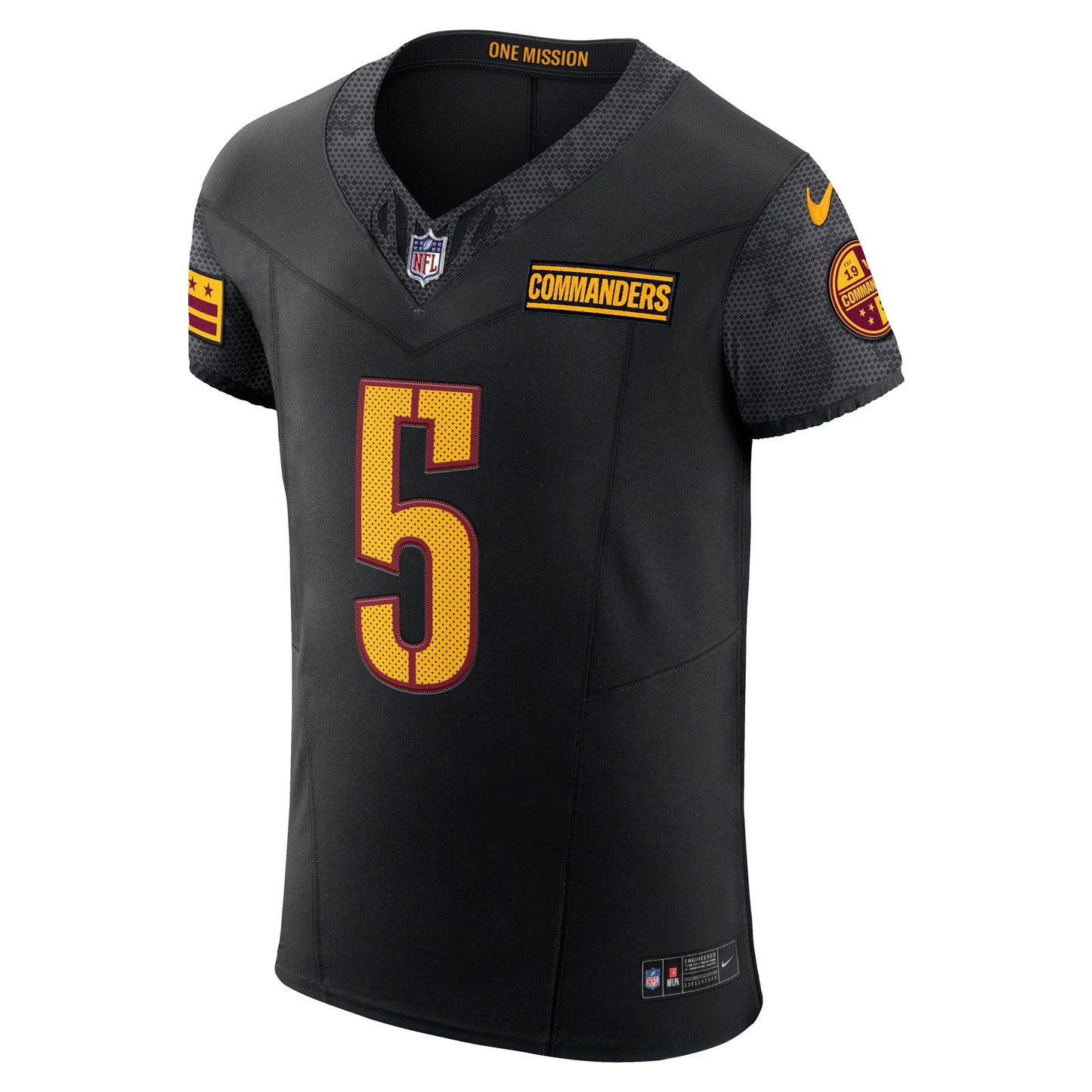 Washington Commanders Jayden Daniels Black Alternate Vapor F.U.S.E. Elite Jersey