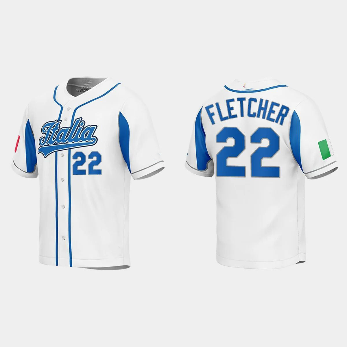 #22 DAVID FLETCHER ITALY BASEBALL 2023 WORLD BASEBALL CLASSIC JERSEY C WHITE Stitches Baseball Jerseys