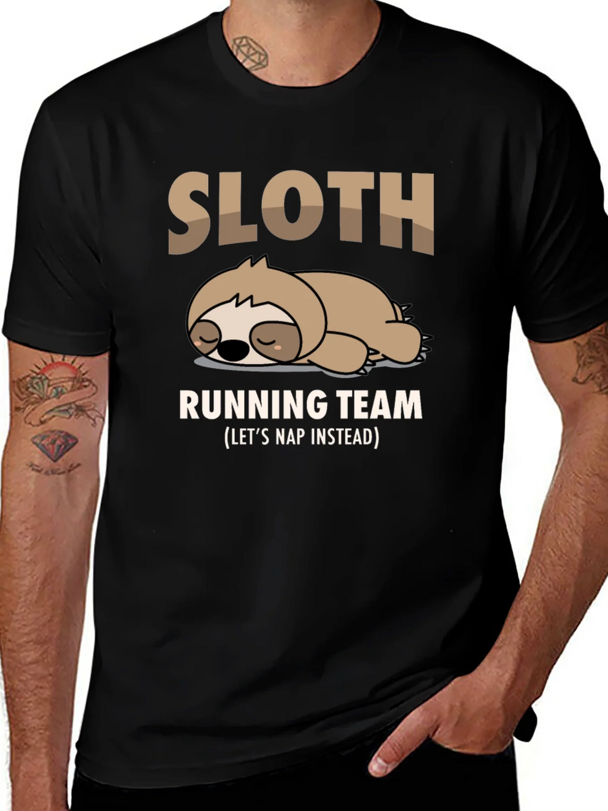 Sloth Running Team T-Shirt - Funny Nap Time Tee