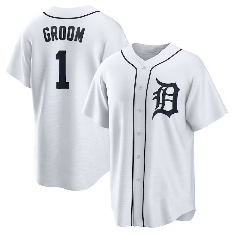 Detroit Tigers #1 Groom Home Replica Jersey - White Stitched Baseball Jersey