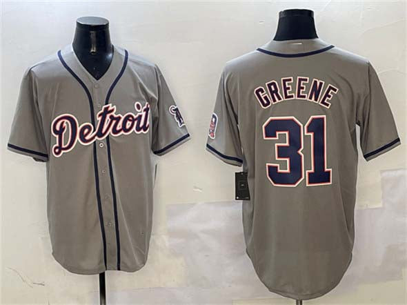 Detroit Tigers #31 Riley Greene Gray With Patch Cool Base Stitched Baseball Jersey