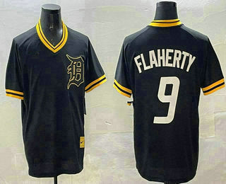 Detroit Tigers #9 Jack Flaherty Black Gold Cooperstown Legend V Neck Stitched Baseball Jerseys
