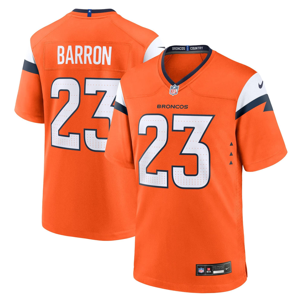 Denver Broncos Jahdae Barron Orange 2025  Draft First Round Pick Game Jersey