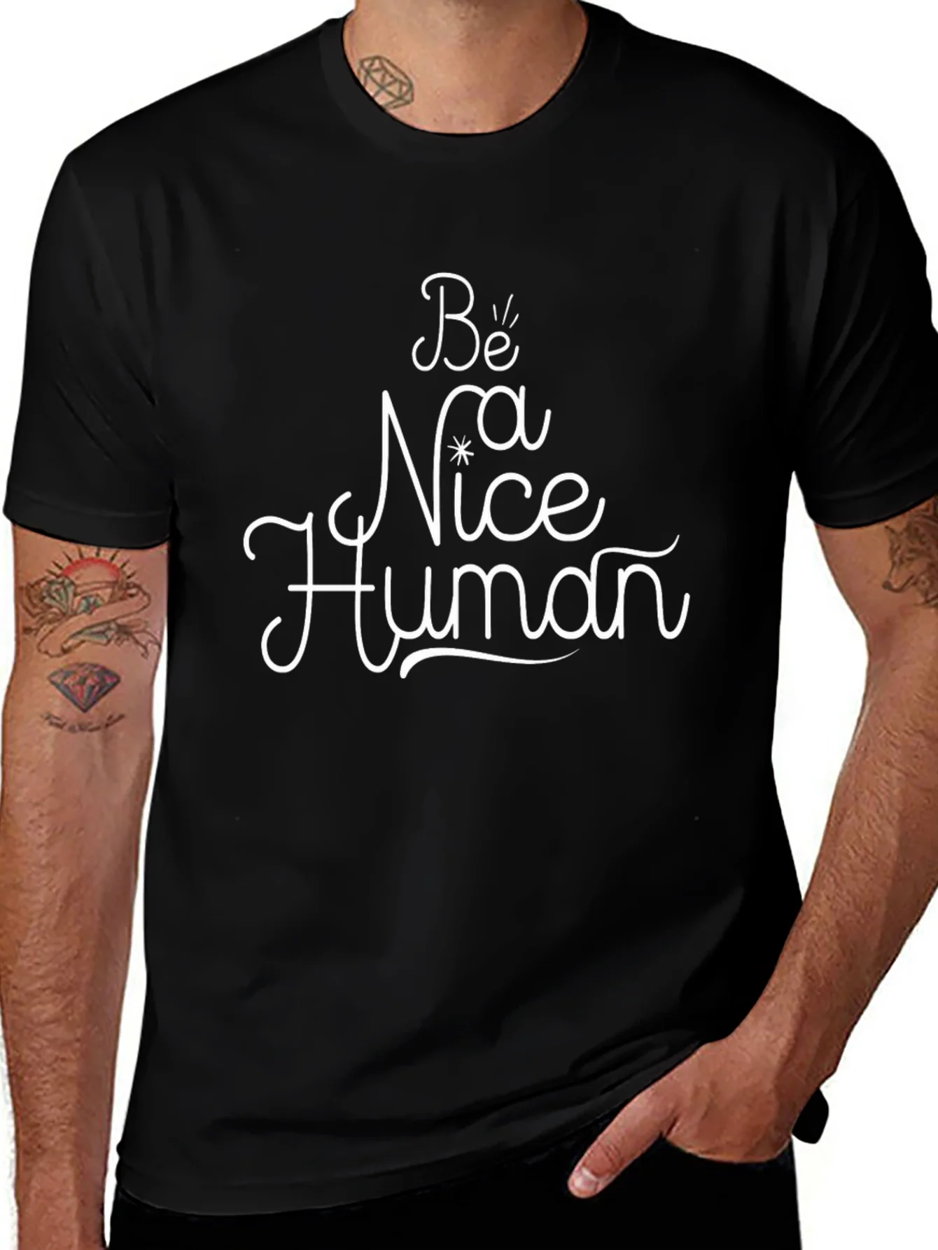 Be Nice Human Black Graphic Tee