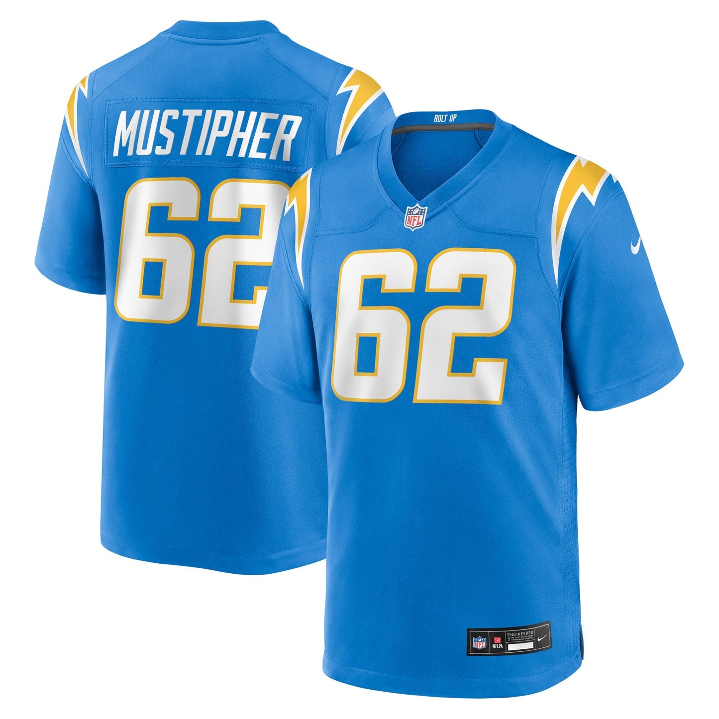 Los Angeles Chargers Sam Mustipher Powder Blue Team Game Jersey